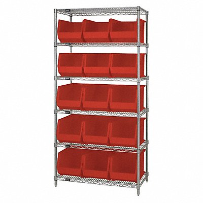 QUANTUM STORAGE SYSTEMS WR6260RD G7064 Bin Shelving 18inx74inx36in Red