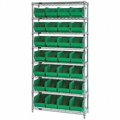 QUANTUM STORAGE SYSTEMS WR8239GN G7065 Bin Shelving 12inx74inx36in Green