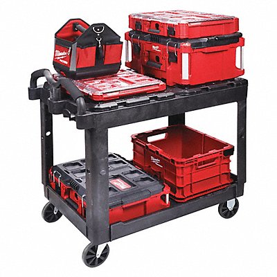 MILWAUKEE CUSTOMPACKOUTUTILITY2 Utility Cart 2 Shelves Black 500 lb.