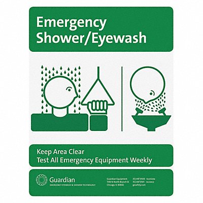 GUARDIAN EQUIPMENT AP250008G Safety Station Sign Wht/Grn
