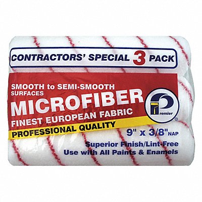 PREMIER 3PKMCR38 Microfiber Roller 9 L 3/8 Nap PK3