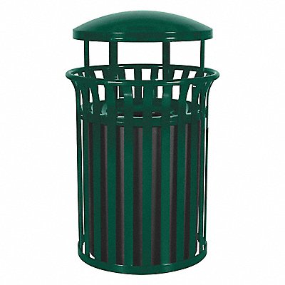 GRAINGER 34AU87 J6409 Garbage Can 35 gal Green Steel