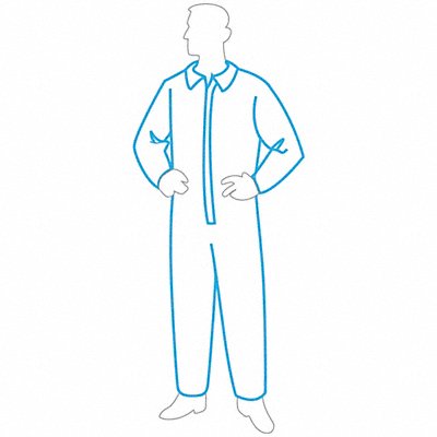 GRAINGER 18120L Collared Disposable Coveralls L Wht PK25