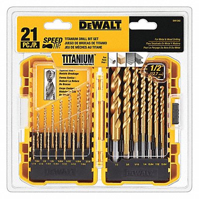 DEWALT DW1342 Jobber Length Drill Set 21pc HSS