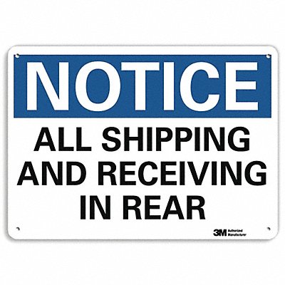 LYLE U51055NP14X10 Notice Sign 10 in x 14 in Plastic