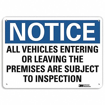 LYLE U51060NA10x7 Notice Sign 7 in x 10 in Aluminum