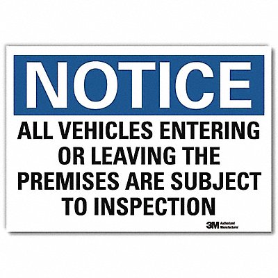 LYLE U51060RD10X7 Notice Sign 7inx10in Reflective Sheeting