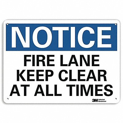 LYLE U51222NA10x7 Non-Reflctive Fire Lane Sign 7x10in Alum