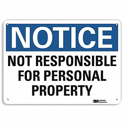 LYLE U51432RA14X10 Notice Sign 10 in x 14 in Aluminum