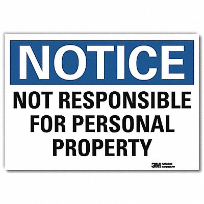 LYLE U51432RD14X10 Notice Sign 10x14in Reflective Sheeting