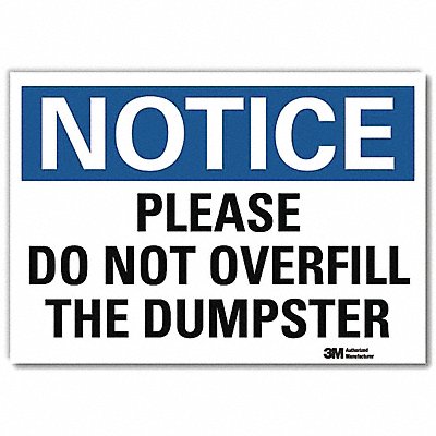 LYLE U51448RD10X7 Notice Sign 7inx10in Reflective Sheeting