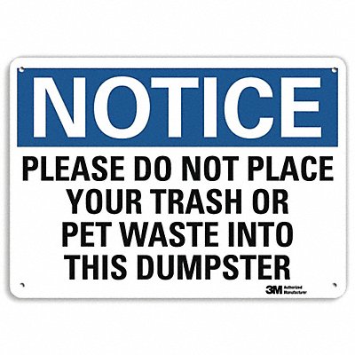 LYLE U51449RA14X10 Notice Sign 10 in x 14 in Aluminum