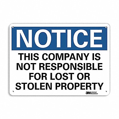 LYLE U51549NA14x10 Notice Sign 10 in x 14 in Aluminum