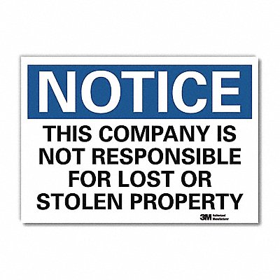 LYLE U51549RD10X7 Notice Sign 7inx10in Reflective Sheeting