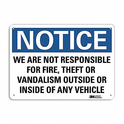 LYLE U51620NA10x7 Notice Sign 7 in x 10 in Aluminum