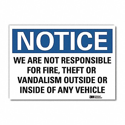LYLE U51620RD14X10 Notice Sign 10x14in Reflective Sheeting
