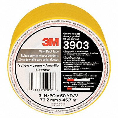 3M 3903 Duct Tape Yellow 3 in x 50 yd 6.5 mil