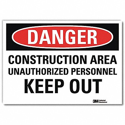 LYLE U31246RD7X5 Danger Sign 5 in x 7 in Reflective Sheeting