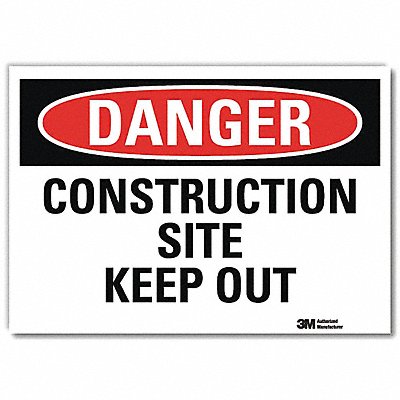 LYLE U31249RD10X7 Danger Sign 7 in x 10 in Reflective Sheeting
