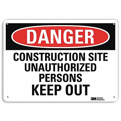 LYLE U31251NP14X10 Danger Sign 10 in x 14 in Plastic