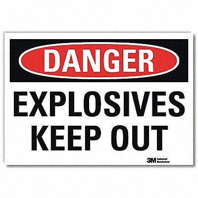 LYLE U31439RD7X5 Danger Sign 5 in x 7 in Reflective Sheeting