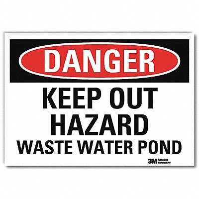 LYLE U31725RD10X7 Danger Sign 7 in x 10 in Reflective Sheeting