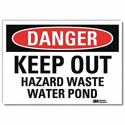 LYLE U31726RD14X10 Danger Sign 10 in x 14 in Reflective Sheeting
