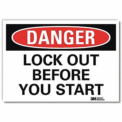 LYLE U31761RD10X7 Danger Sign 7 in x 10 in Reflective Sheeting