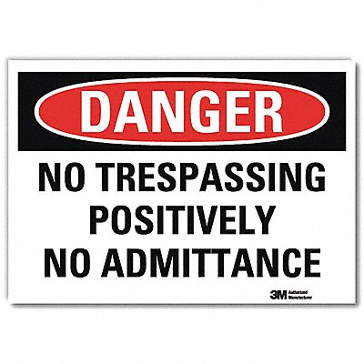 LYLE U31873RD10X7 Danger Sign 7 in x 10 in Reflective Sheeting