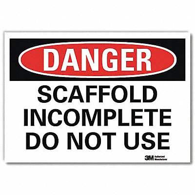 LYLE U31976RD7X5 Danger Sign 5 in x 7 in Reflective Sheeting