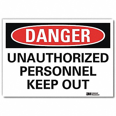 LYLE U32025RD7X5 Danger Sign 5 in x 7 in Reflective Sheeting