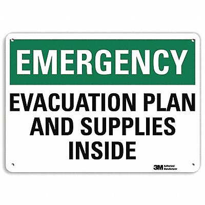 LYLE U71072NA10x7 Emergency Sign 7 in x 10 in Aluminum