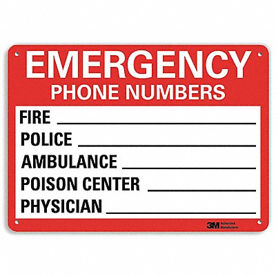 LYLE U71114NA14x10 Emergency Sign 10 in x 14 in Aluminum