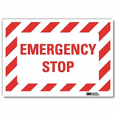 LYLE U71154RD7X5 Rflctv Emergency Stop Label 5x7in Alum