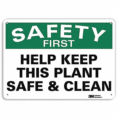 LYLE U71206NA10x7 Safety First Sign 7 in x 10 in Aluminum
