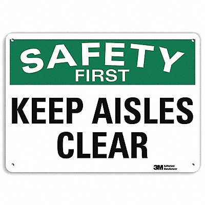 LYLE U71210NA14x10 Safety First Sign 10 in x 14 in Aluminum