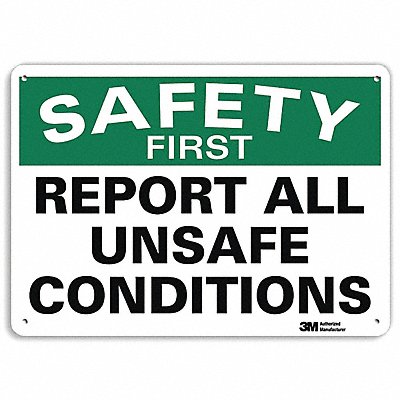 LYLE U71237NA10x7 Safety First Sign 7 in x 10 in Aluminum