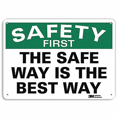 LYLE U71252NA10x7 Safety First Sign 7 in x 10 in Aluminum