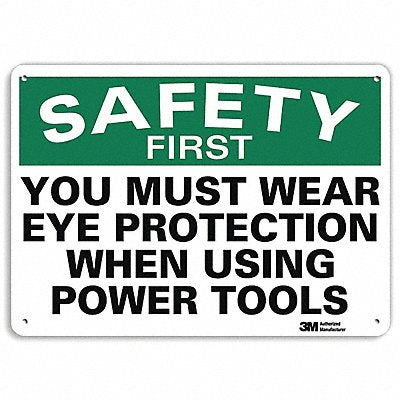 LYLE U71278NA10x7 Safety First Sign 7 in x 10 in Aluminum