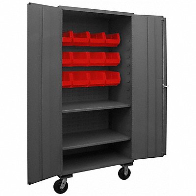 DURHAM MFG 3501MBLP122S1795 K4882 Bin Cabinet 80 x36 x24 Grey 12RedBns