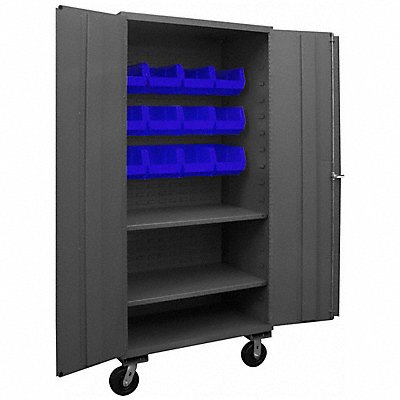 DURHAM MFG 3501MBLP122S5295 K4882 Bin Cabinet 80 x36 x24 Grey 12BlueBns