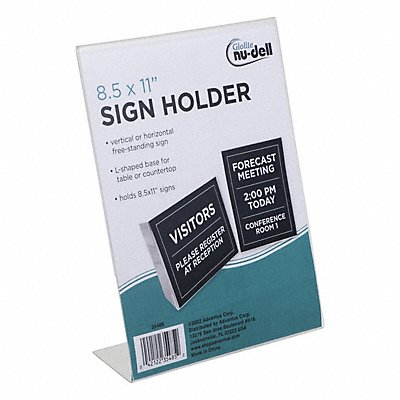 GRAINGER 35485 Sign Holder Freestanding 8-1/2x11Acrylic