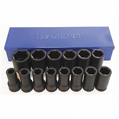 WESTWARD 35HU98 Impact Socket Set Steel Black Oxide 3/4- 1 5/8 in