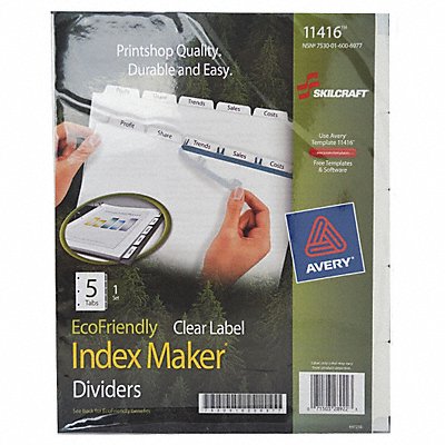 35KG90 ABILITY ONE 7530020000000 Binder Divider Print-On Labels White