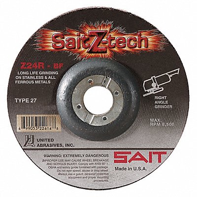 UNITED ABRASIVES-SAIT 22603 Depressed Grinding Wheel 7/8 CN Unthreaded Hole