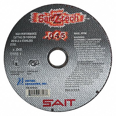 UNITED ABRASIVES-SAIT 23323 Cut Off Wheel 5/8 Connect. Z-Tech
