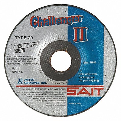 UNITED ABRASIVES-SAIT 27511 Depressed Grinding Wheel 7/8 CN Unthreaded Hole