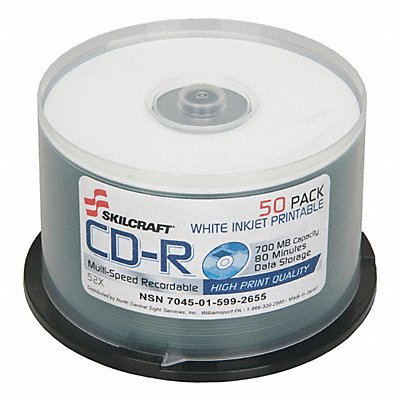 ABILITY ONE 7045020000000 CD-R Disc 700 MB 80 min 52x PK50