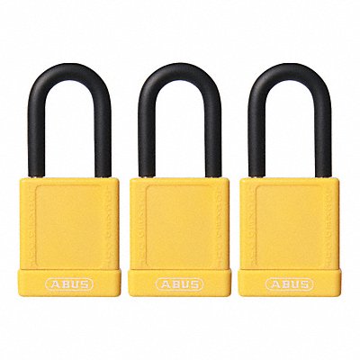 ABUS 7440KAX3YELLOW Lockout Padlock KA Yellow 1-3/4 H PK3