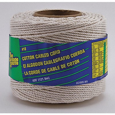 GRAINGER CC1805WA Twine 1/16 in Dia x 400 ft L 20 lb